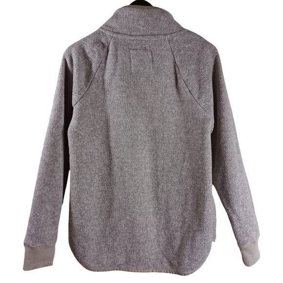 Abercrombie & Fitch Women's M Sherpa Fleece Pullover Quilted Snap Oatmeal Taupe - Picture 6 of 7